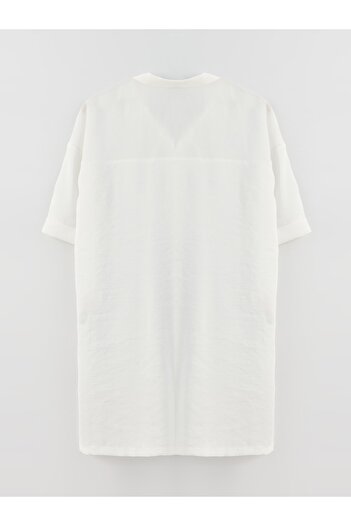 LC Waikiki Shirt Collar Plain Short Sleeve Oversize Women's Tunic