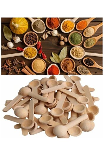 minufco 6 Natural Wooden Spice and Jam Spoons