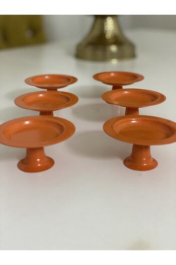 Elzem Decorative Orange Color 6-Piece Macaron Holder Coffee Serving Holder Turkish Delight Holder