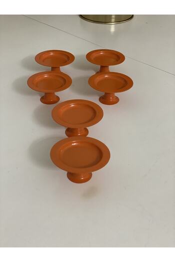 Elzem Decorative Orange Color 6-Piece Macaron Holder Coffee Serving Holder Turkish Delight Holder