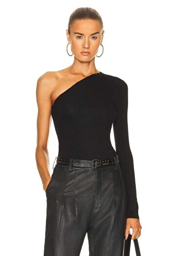 Zagrep Women's Black Single Sleeve Silk Jersey Blouse