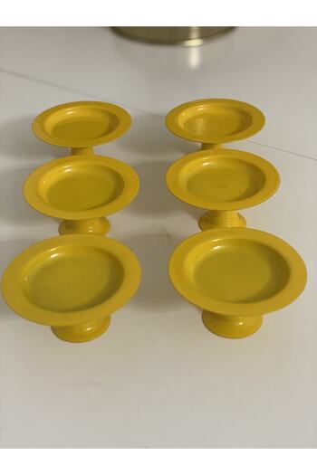 Elzem Decorative Yellow Color 6-Piece Macaron Holder Turkish Delight Holder Coffee Serving Bowl