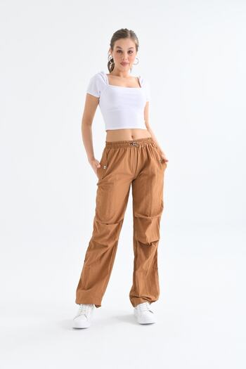 VOLT CLOTHİNG Women's Parachute Fabric Elastic Waist Trousers