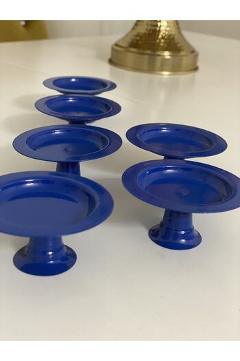 Elzem Decorative Blue Color 6-Piece Macaron Holder Coffee Serving Holder Turkish Delight Holder