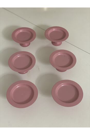 Elzem Decorative Pink Color 6 Piece Macaron Holder Turkish Delight Holder Coffee Serving Bowl