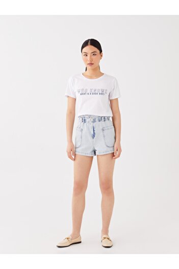 LC Waikiki Comfortable Molded Elastic Waist Women's Jean Shorts