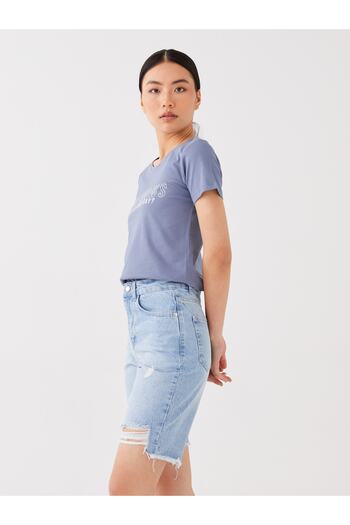 LC Waikiki Roztrhané detailné dámske džínsové šortky Standard Fit