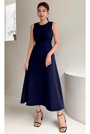 Styling Park Midi Boy Kolsuz Basic Elbise