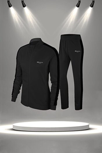 POSEIDON STORM Комплект за бягане и ходене Plus Size от черен анцуг Supra от пениран памук - удобен (4xL-1)