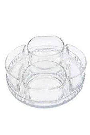 Akkoyunlu home Round Glass Breakfast Plate with 4 Compartments