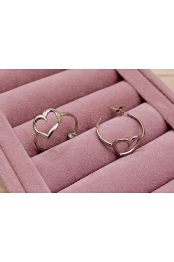 Vitastyle Silver Heart Motif Hoop Earrings