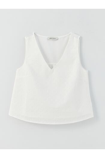 LC Waikiki V-Neck Self-Patterned Embroidery Women's Blouse