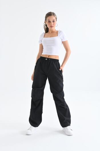 VOLT CLOTHİNG Women's Parachute Fabric Elastic Waist Trousers