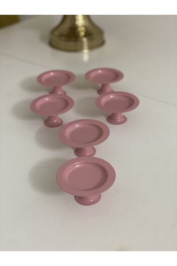 Elzem Decorative Pink Color 6 Piece Macaron Holder Turkish Delight Holder Coffee Serving Bowl