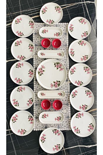 VENÜS HOME DECORATION Snow Flower 21 Piece Breakfast Set for 12 Persons
