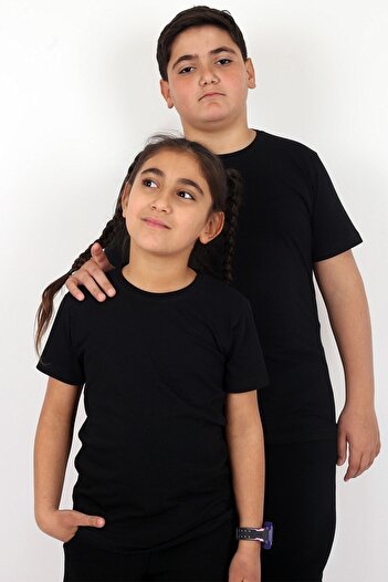 Çiggo Kids Pack of 2 Unisex Crew Neck Basic Cotton Children's T-shirt/T-Shirt