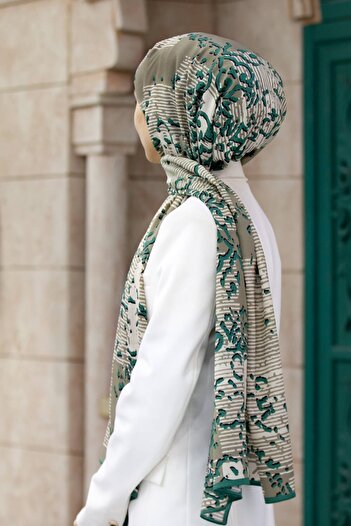 Vissona Γυναικείο Luxury Medina Silk Shawl Petrol Green