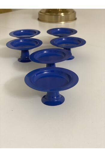 Elzem Decorative Blue Color 6-Piece Macaron Holder Coffee Serving Holder Turkish Delight Holder