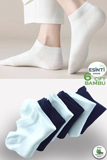 Esinti Women's Socks Short Socks White Bamboo Colored Socks Summer Booties Scented Socks 6 Pieces