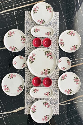 VENÜS HOME DECORATION Snow Flower 15 Piece Breakfast Set for 6 Persons