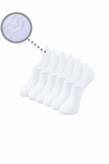 Pacman (6 PAIRS) Men's Ballerinas (SILICONE) Cotton Socks - White
