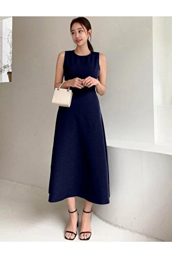 Styling Park Midi Boy Kolsuz Basic Elbise