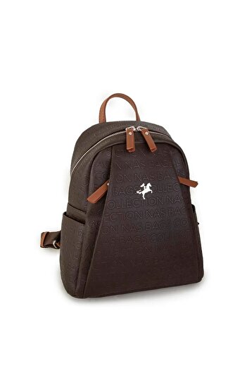 By Hakan Nas Bag-1201 Embossed Women's Backpack Brown