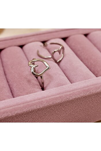 Vitastyle Silver Heart Motif Hoop Earrings