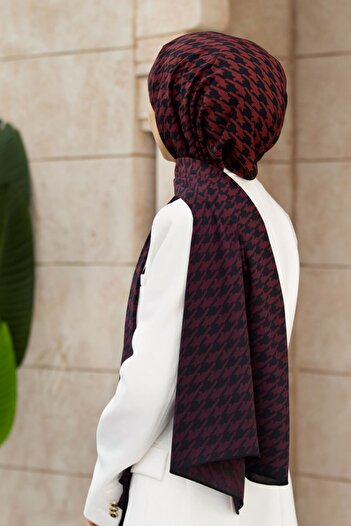 Vissona Women's Luxury Medina Silk Shawl Claret Red-1
