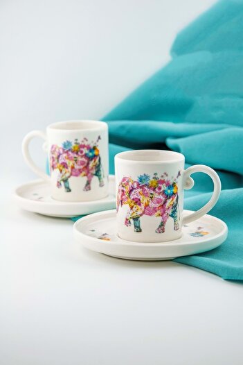 Bursa Porselen Dekor Elephant Coffee Cup Set for Two