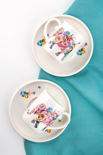 Bursa Porselen Dekor Elephant Coffee Cup Set for Two