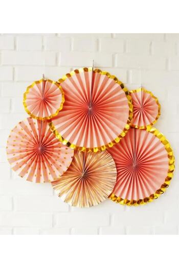Big Party Fan Gilded Salmon Set of 6