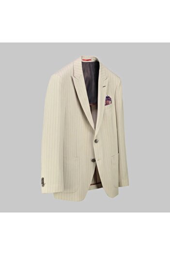 Sarar Interview Woven Amara Beige Striped Jacket