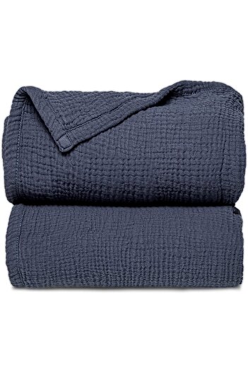 Tinybabyconcept Soft Organic 100% Cotton 4 Layers Muslin Baby Blanket Indigo Color 110x110 Cm