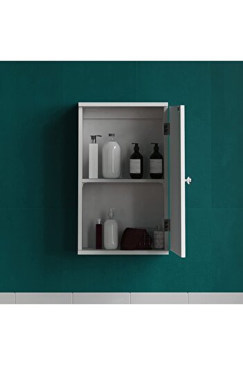 Egecan Mobilya Tek Kapaklı 2 Raflı Askıda Banyo Dolabı Havlu Dolabı Sabunluk Kiler Dolabı Banyo Üst Dolap