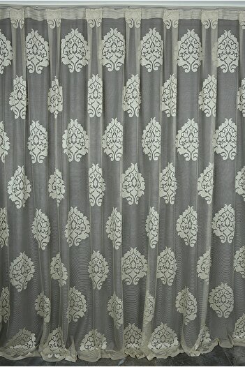 AKÇA TEKSTİL Sur Damaks Model Mink Color Single Wing Ready Planted Pleated Background Curtain 300*260 Cm