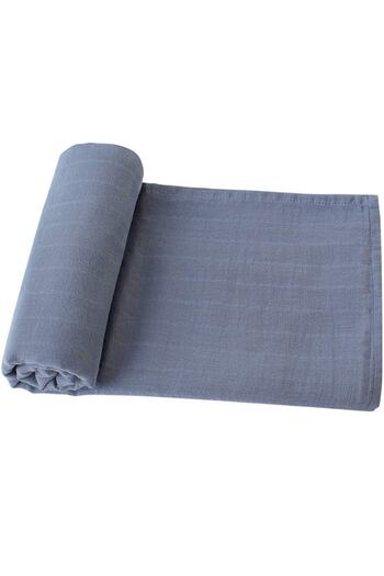 Tinybabyconcept Soft Organic 100% Cotton Single Layer Muslin Swaddle Wrap Baby Blanket Blue Color 110x110 Cm