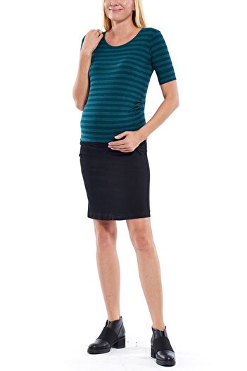 Motherway Green Striped Maternity Turquoise Sleeve Blouse Bm288