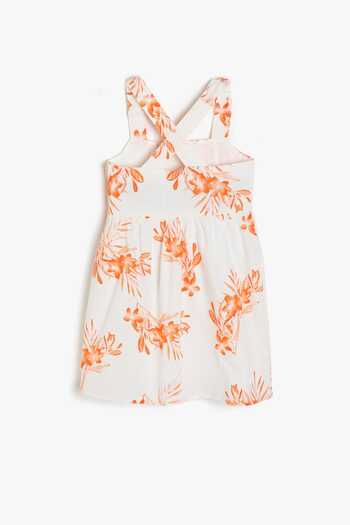 Koton Girl's Flower Patterned Ecru Dress 0ykg87749aw