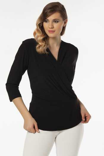 Laranor Women's Black Double Breasted Cut Blouse 19LB9142