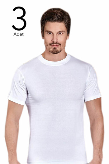 Berrak Men's White 3 Pack 0 Collar Undershirt ELF568BER1003B053