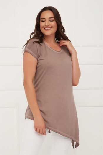 Seamoda Women's Side Slit Fat Wash Tunic Light Brown-Bb PRA-236309-003283
