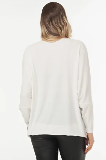 Laranor Women's Ecru Collar Detailed Blouse 19LB9174