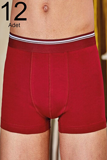 Berrak Men's Claret Red 12 Pack Lycra Boxer