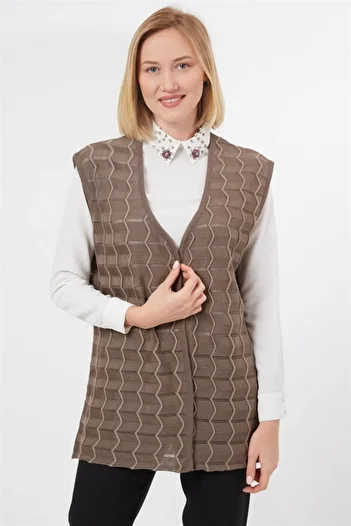 anne moda ankara Pocketless, no button, Thin, Summer, Acrylic 1stQuality Knitwear Vest