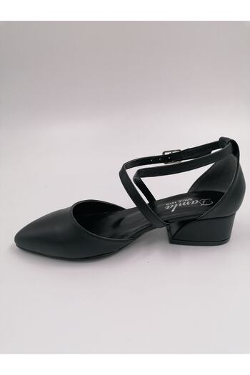 Damla Colorfast Black Color Ankle Strap Stiletto