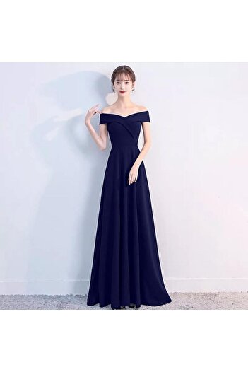 Styling Park Kopya - Omuz Dekolte Maxi Abiye Elbise