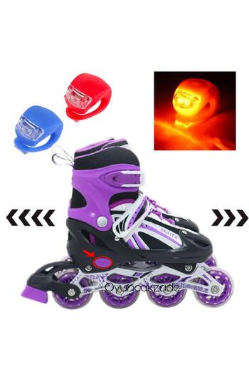 Depomiks Avm Children's Skates with Light Height Adjustable Aluminum Body Children's Practice Skates + LED Lights