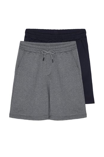 Trendyol Collection Antracitově-námořnická modrá 2 balení – šortky rovného střihu TMNSS21SR0095