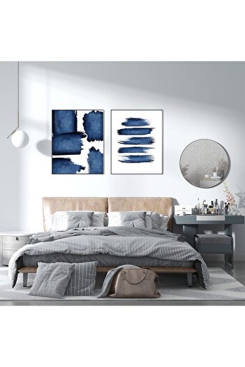 Linacci Set of 2 Silver Aluminum Metal Blue White Real Glass Tables